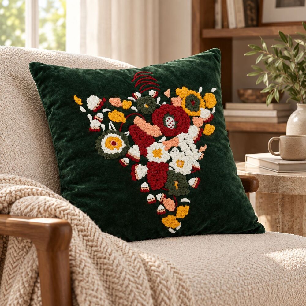 1 PCS Tufted Floral Cushion Cover Square Throw Pillow Case Sofa HomeDecor 290405